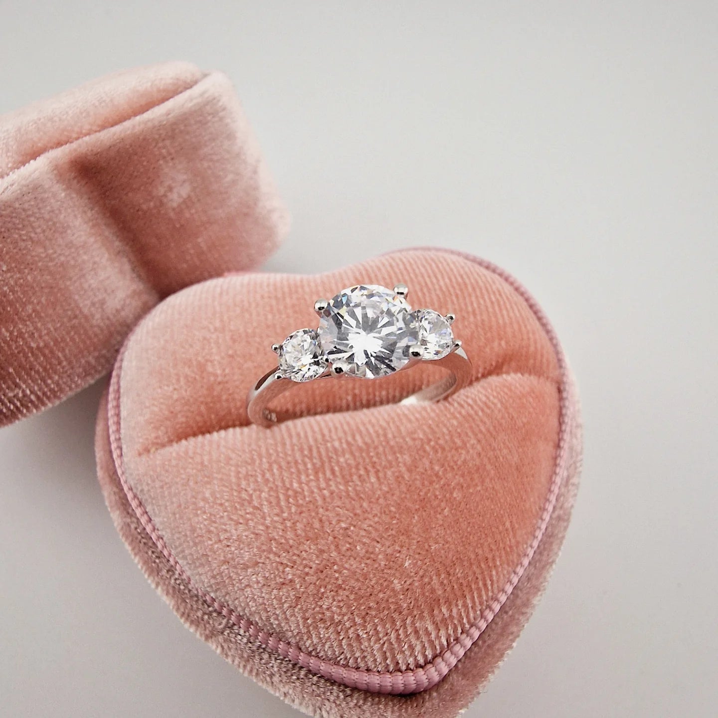 925 Sterling Silver 2ct Centre Cz Trilogy Ring