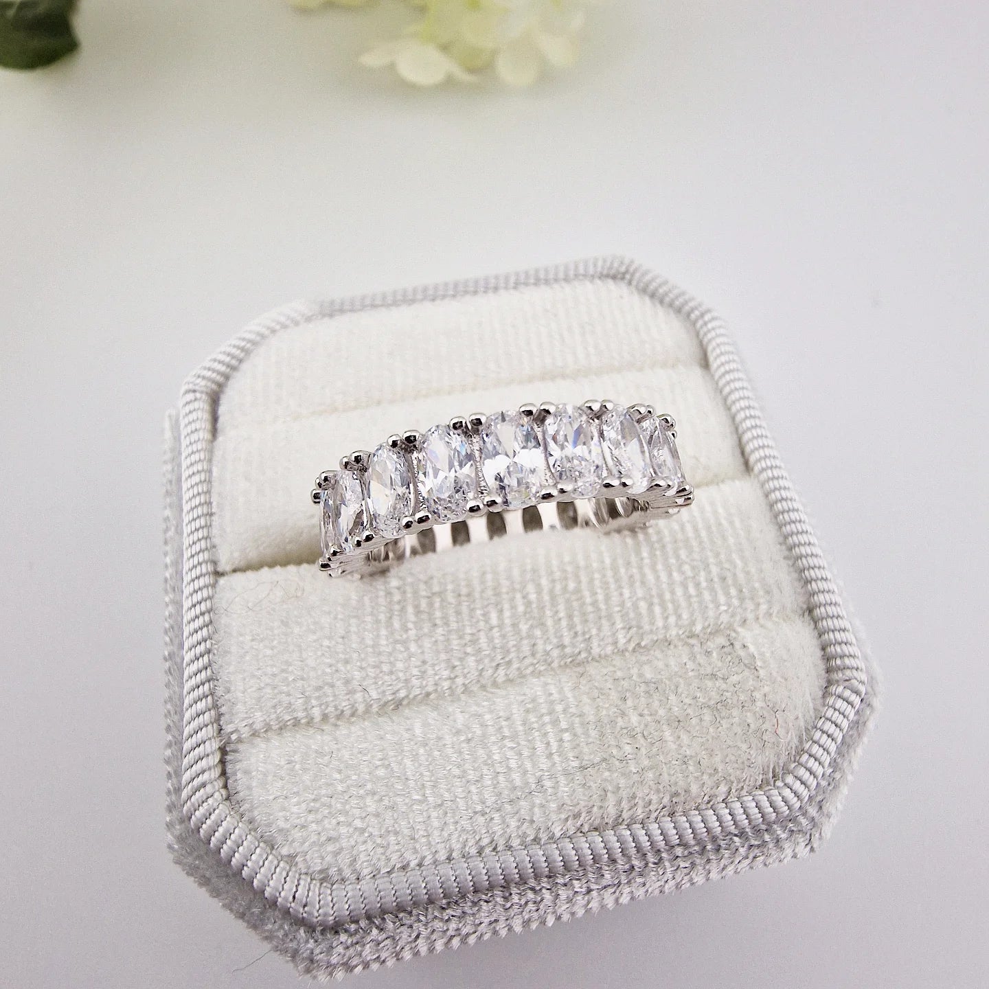 925 Sterling Silver 5.5mm Oval Cz's Full Eternity Ring