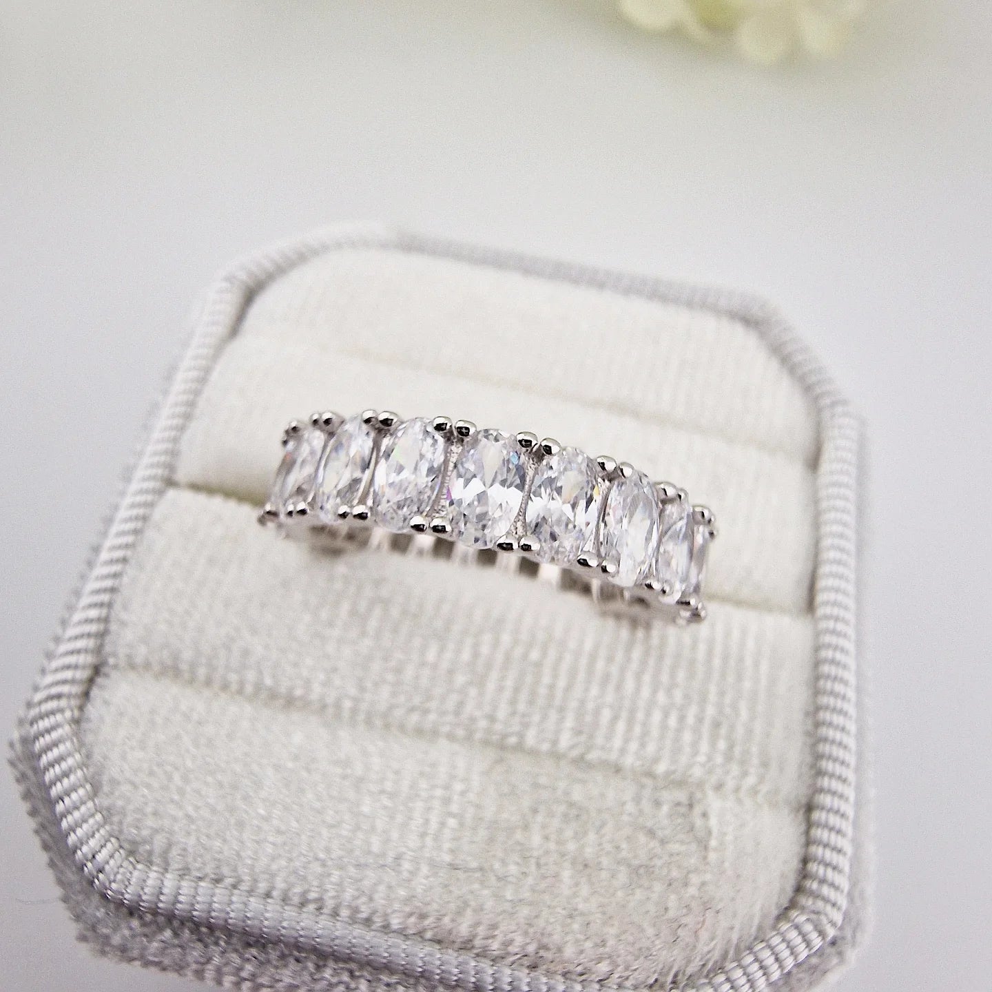 925 Sterling Silver 5.5mm Oval Cz's Full Eternity Ring