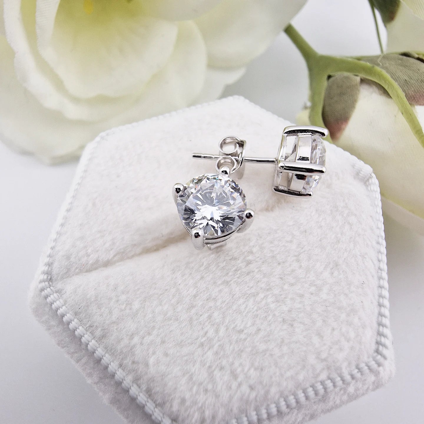925 Sterling Silver 1.5ct Cz Round Brilliant Solitaire Ladies Stud Earrings