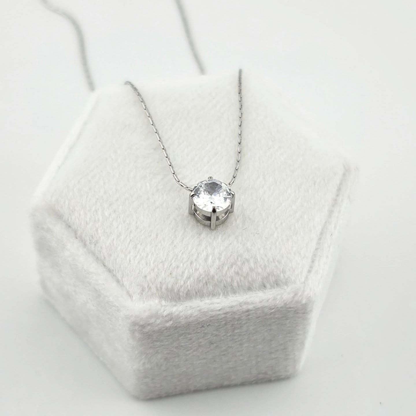 Solitaire Necklace – Silver Crystal Charm
