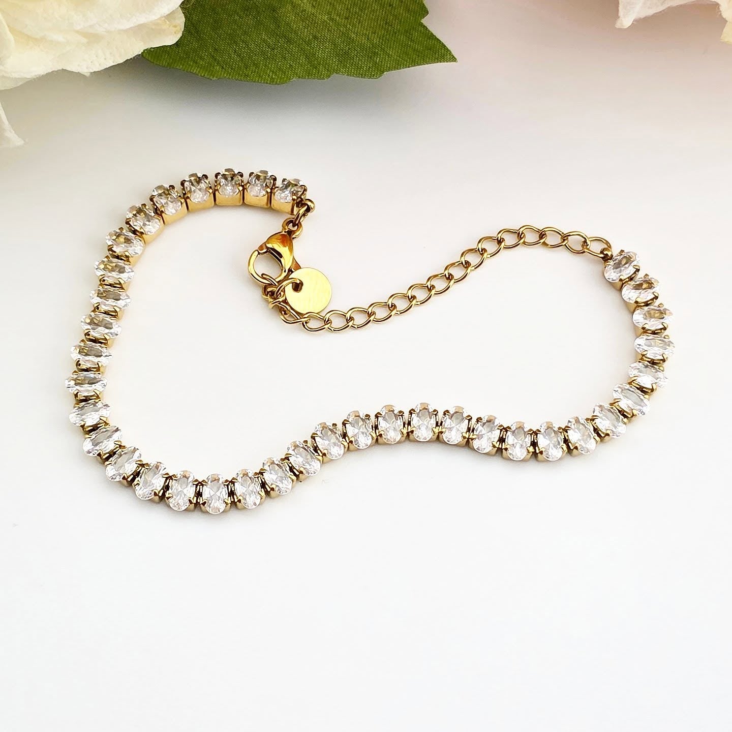 Gold-Tone Stainless Steel – Cubic Zirconia Tennis Bracelet