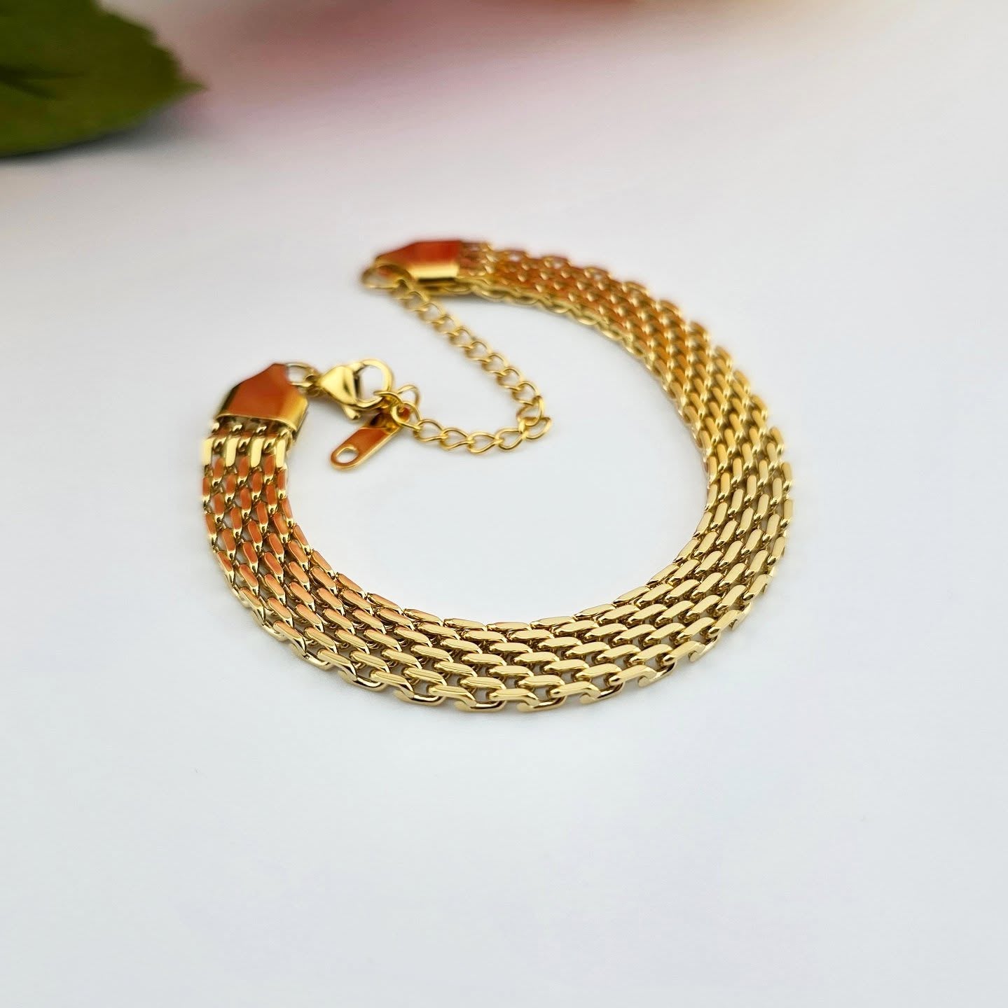 Gold-Tone Stainless Steel – Multi-Row Link Chain Bracelet