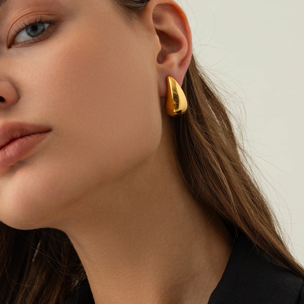 Gold-Tone Stainless Steel – Teardrop Stud Earrings